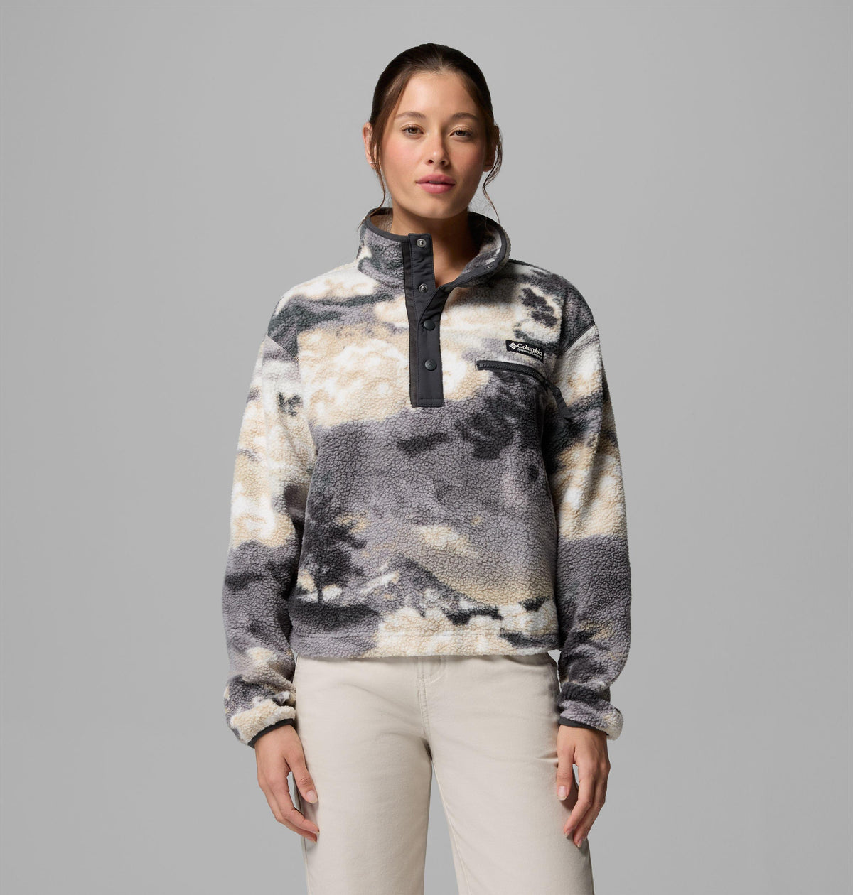 Women's Helvetia II Printed Cropped Half Snap Fleece Pullover